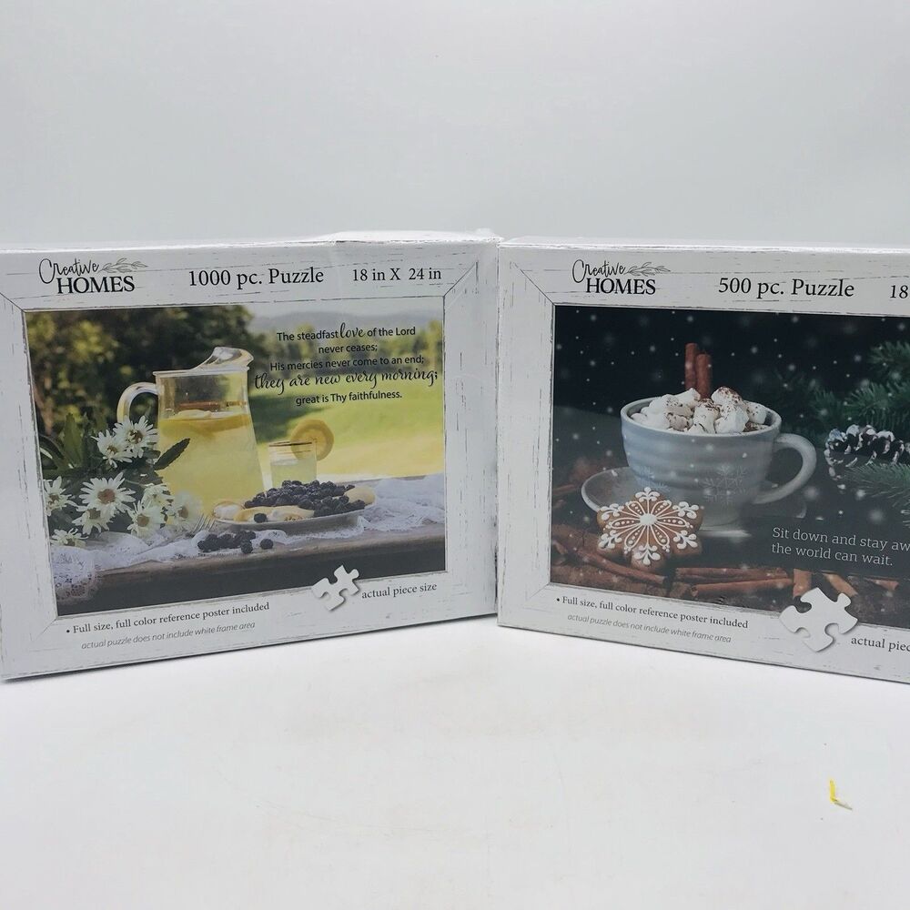 Lot of 2 Creative Homes 500 and 1000 pc Puzzle New Sealed 18x24" Coffee Lemonade